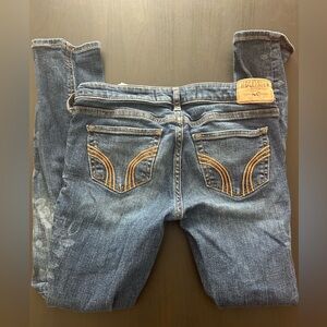 Hollister Y2K Low Rise Women's Blue Jeans with Stencil Design
